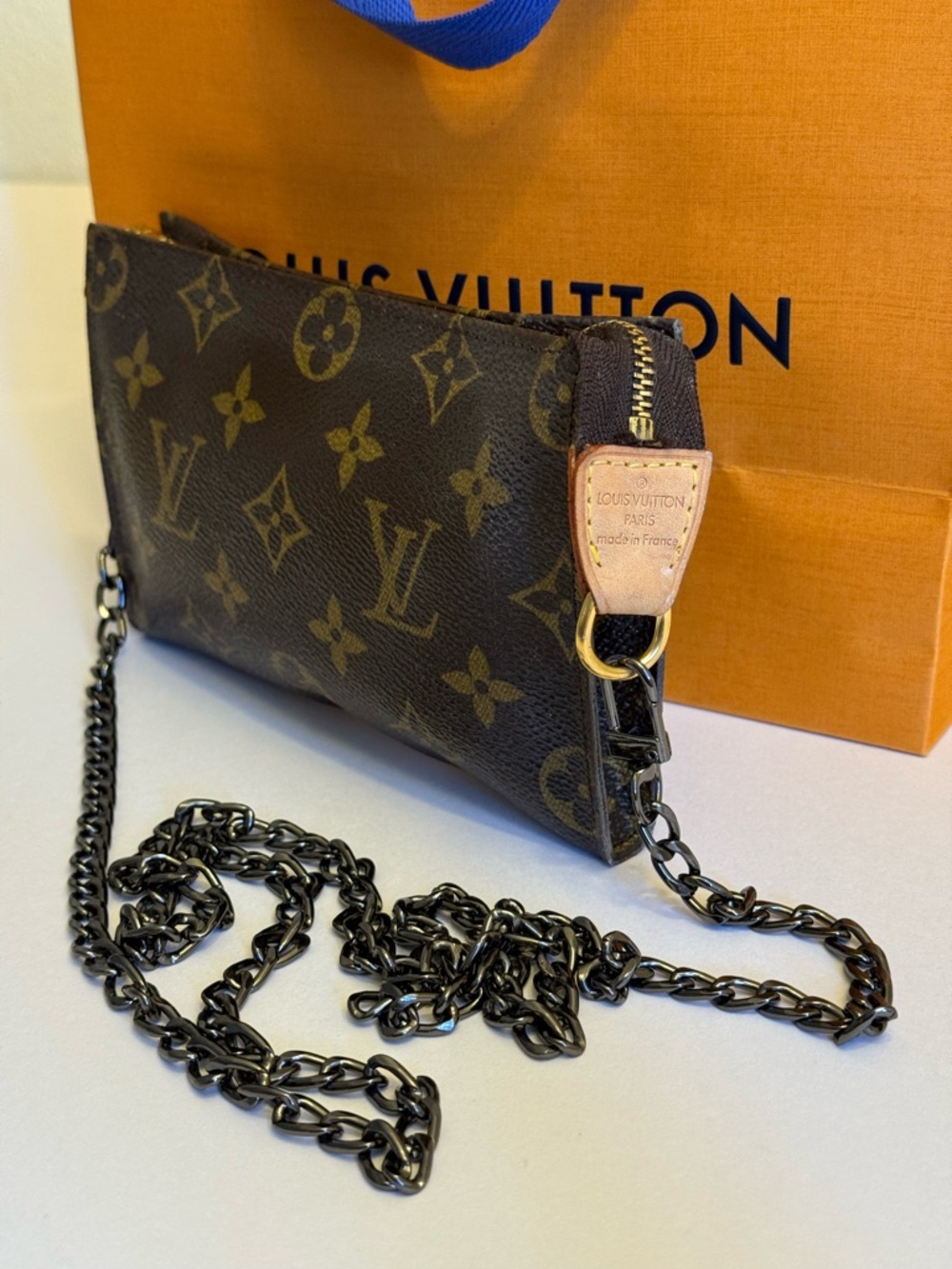 Authentic Louis Vuitton Monogram Bucket Pouch PM W Box/unbranded chain - Picture 4 of 14